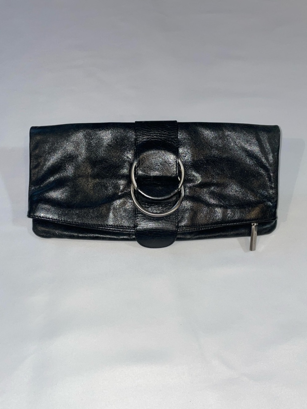 HOBO International  Audrey Clutch Double Ring Black Leather
